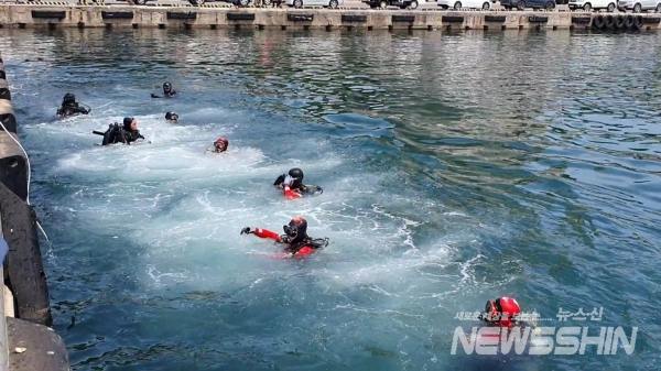 제28회 바다의 날 기념 수중, 수변 정화 행사를 실시하고 있다